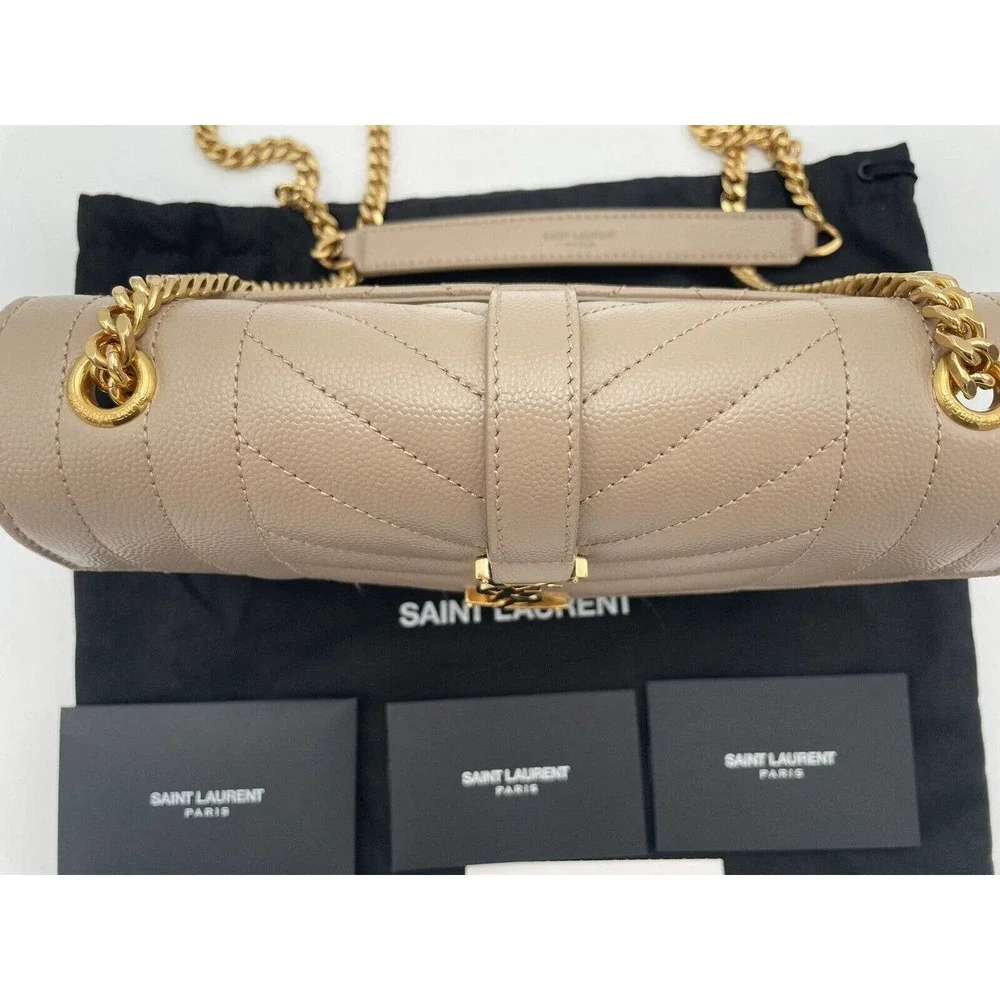 ❌SOLD❌Saint Laurent YSL Small Envelope Quilted Leather Crossbody Bag Purse Beige - Picture 6 of 12